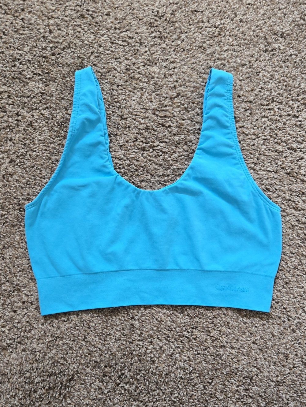 Organic Basics Smooth Bralette Size Large (36A - C) Scoop Neck Sky Blue
